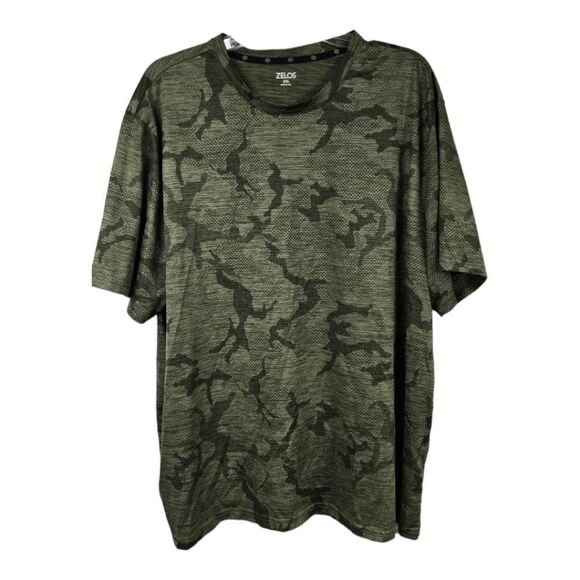 Zelos Green Camo Jacquard Workout Short Sleeve T Shirt Mens XXL Active Tee Gym - Picture 9 of 9